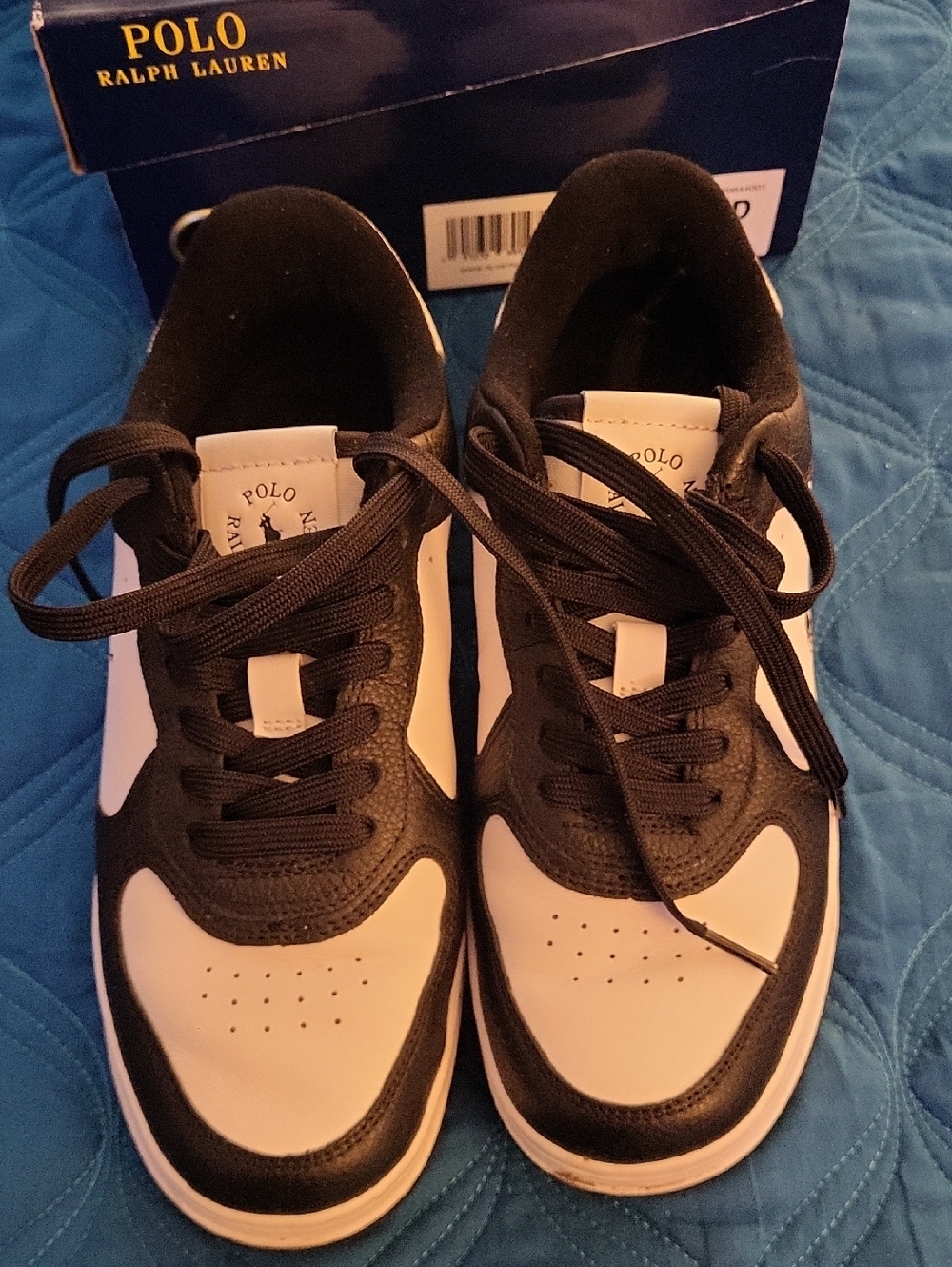 Polo Ralph Lauren Black & White Low-Top Sneakers Youths 7 unisex